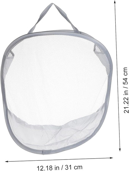 Foldable Wall-mounted Laundry Basket Gray Mesh Storage Bag for Bathroom Bedroom Dormitory Space-saving Hanging Clothes Organizer with Stable Load-bearing and Multifunctional Design