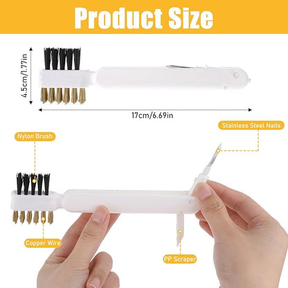 Brass Wire Scrub Brushes - Deep Gas Stove & Cooktop Scraper for Grease, Grime & Rust - Hard Bristle Crevice Brush for Pot & Pan