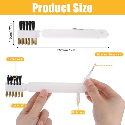 Brass Wire Scrub Brushes - Deep Gas Stove & Cooktop Scraper for Grease, Grime & Rust - Hard Bristle Crevice Brush for Pot & Pan