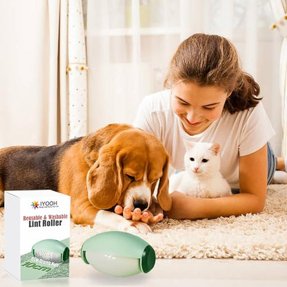 Reusable Lint Roller Ball, Mini Travel Size Lint Roller for Clothes, On The Go Small Portable Lint Ball Remover for Clothes and Pet Hair, Extra Sticky & Washable Gel (Green)
