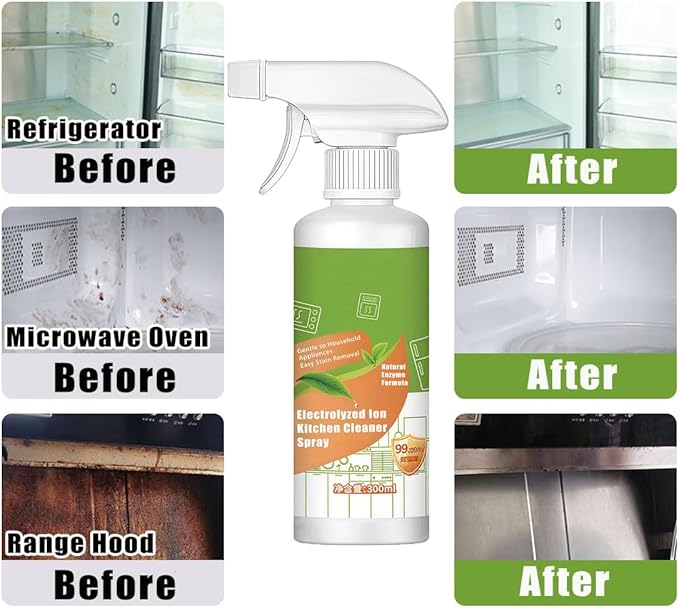 XIRUJNFD Natural Enzyme Formula to Household Appliances, Electrolyzed Ion Kitchen Cleaner Spray, Multi-Purpose Cleaner for Hold, Oven, Stove, Range Hood, Easy Cleaning Household Items (1)