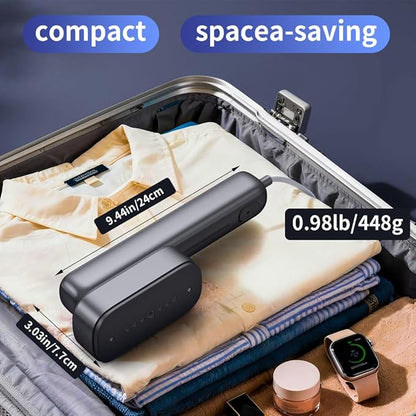Portable Clothes Steamer Handheld for Travel, 110-230V Dual Voltage, 2in1 Mini Steamer & Iron for Clothes, 30s Fast Heat Up, Compact for Home, Office & Travel