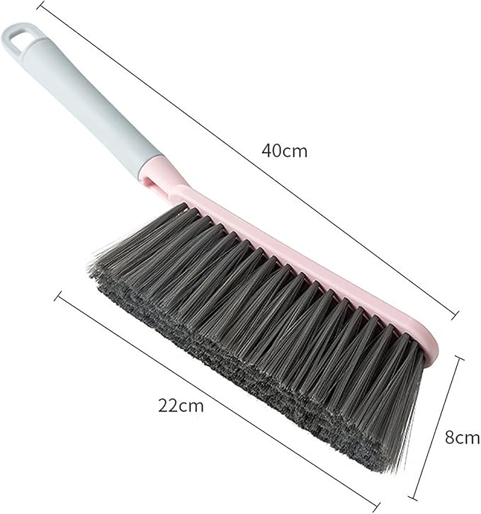 1PCS Hand Broom Cleaning Brush Soft Bristle Hand Brush with Long Handle Multi-Functional Dusting Brush for Bed, Car, Sofa, Furniture, Clothes, and Carpet (Pink,15.7 Inch)