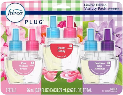 Generic Febreze Plug with Fade Defy Technology Air Freshener - New Limited Edition - (3) of 0.87 fl oz Refills (Floral Variety Pack), Clear
