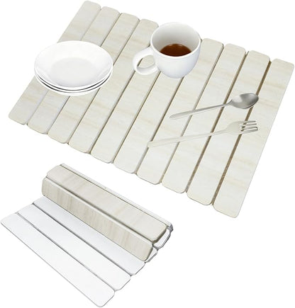 Dish Drying Mats, Large 24x16 Inch Diatomaceous Earth Drying Mat / Fast-Absorbing,Non-Slip Stone Drying Mat For Kitchen Counter / Eco-Friendly for Dishes(Light wood grain)