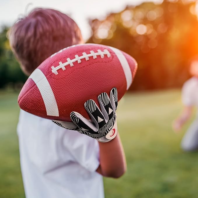 Youth Football Gloves Kids Silicone Grip Receiver Gloves with Super Stick Ability for Best Game Experience