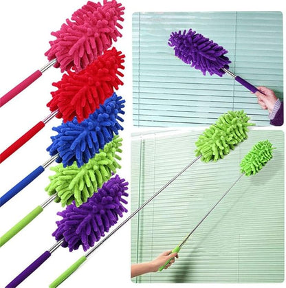 Microfiber Mini Duster Cleaning Brush Dust Cleaner Hand Duster Extendable Handle Soft Fans for Indoor Home Ceiling Cleaning (Red)