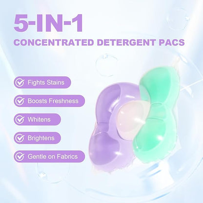 80-Count Laundry Detergent Pods, 5-in-1 Powerful Clean, Stain Remover, Color Protector, Fabric Care, Deep Intensive Clean, HE Compatible