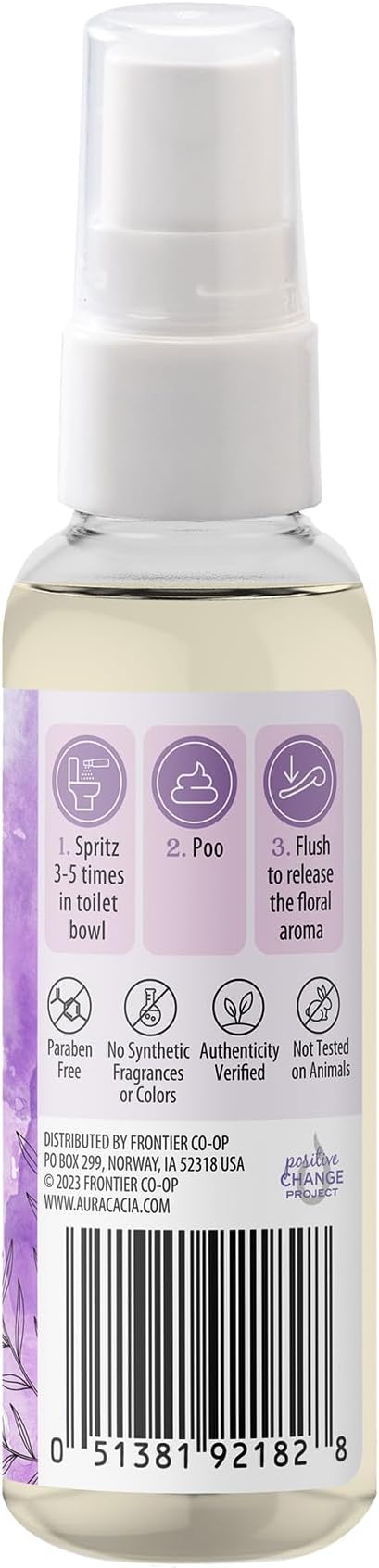 Aura Cacia Fresh Floral Toilet Spray 2 Fl. oz. - Light Aroma, No Synthetic Fragrances