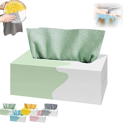 Pull-Out Microfiber Cleaning Cloths in Box, 2026 New 20 Pieces Pull-Out Cleaning Cloths, Reusable Cleaning Rags, Soft Absorbent Cloths, Streak-Free Wipes, Suitable for Kitchen Car Care (Green)