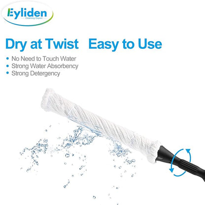 Eyliden Mop with 2 Reusable Microfiber Heads, Easy Wringing Twist Mop, 57.5 inch Long Handle, Wet Mops for Floor Cleaning, Commercial Household Clean Hardwood, Vinyl, Tile, and More (White)
