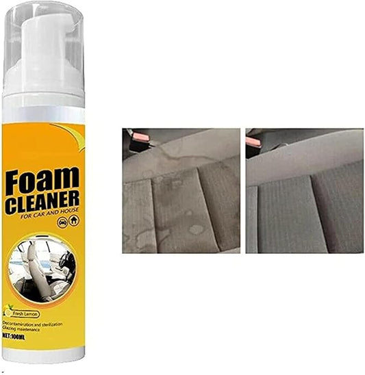 Multipurpose Foam Cleaner Spray,Foam Cleaner for car and House Lemon Flavor,Rinse Free Stain Removal Kitchen Grease Cleaner,for Car Interior,Kitchen,Bathroom,Car House (1pcs)