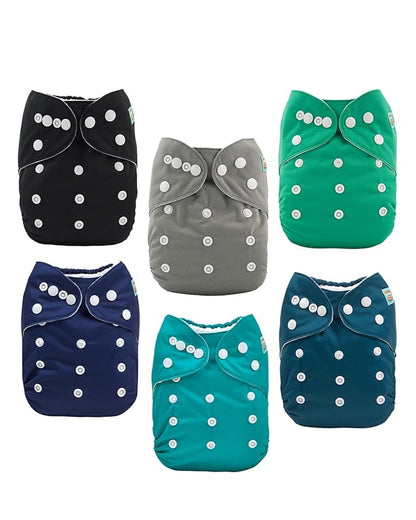 ALVABABY Baby Cloth Diaper 6 Pack with 12 Inserts One Size Cloth Diaper Covers Adjustable Washable Reusable for Baby Girls and Boys