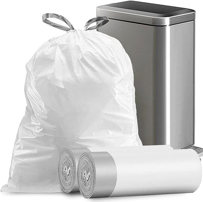 8 Gallon Trash Bags Drawstring, Strong Medium Kitchen Garbage Bag White Trash Can Liners, 22" x 23", (34 Count)