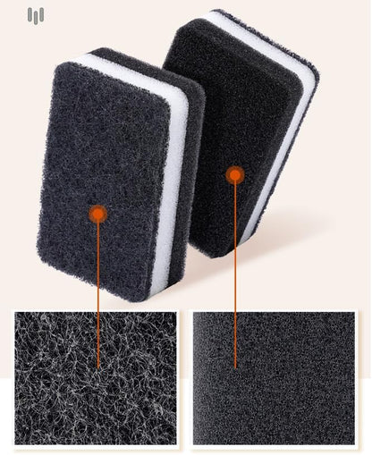 5 Pcs Heavy Duty Scrub Sponges,Dual-Sided Dishwashing Sponge for Kitchen,Multi-Use Deep Cleaning Scrub Sponge (Black White)