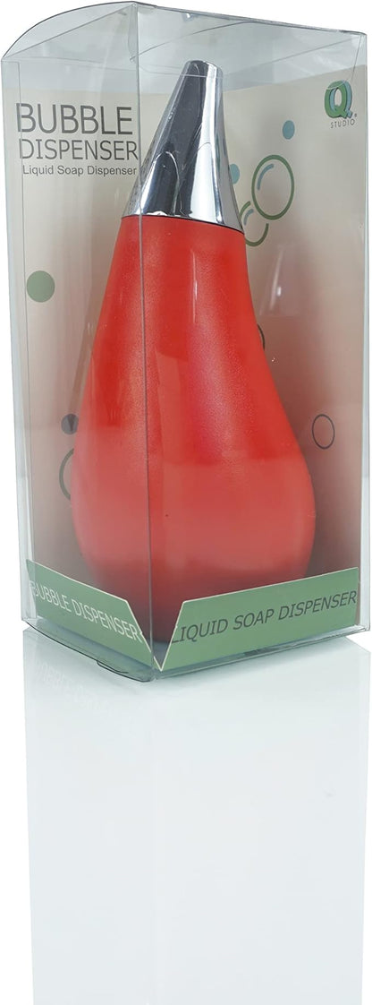 Kitchen Bathroom Counter top Squeezable Soap Dispensers Tear Drop Shape Bottle (Red, ~7oz)
