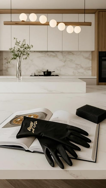 We Glove It™ Chic Black Dishwashing Gloves – Stylish, Reusable & Fun Gift with Flirty Sayings for Kitchen Cleaning