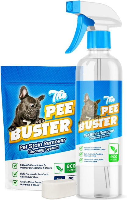 The Pee Buster Pet Stain Remover - Cleaning Spray for Dog and Cat Urine with 5 Cleaning Tablets