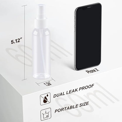 ZEJIA Small Spray Bottles 2OZ, Plastic Travel Spray Bottle, Refillable Mini Spray Bottle for Face, Liquids, Perfume, with Labels (3 Pack)