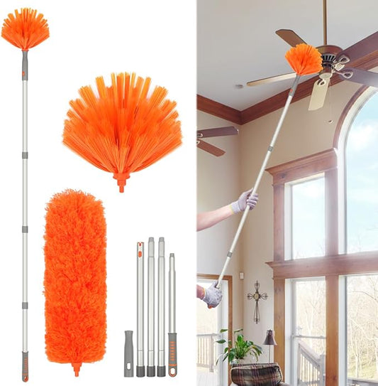 Ceiling Fan Cleaner, Extended Duster with Aluminum Pole, Adjusts 15 to 72 Inch for Cleaning Bookshelves, Window Tops
