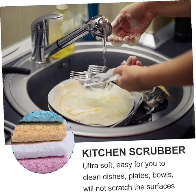 4pcs Cotton Dish Cloth Set, Absorbent Kitchen Cleaning Wipes, Sturdy Lint-Free Multipurpose Cloths for Dishwashing and Household Cleaning