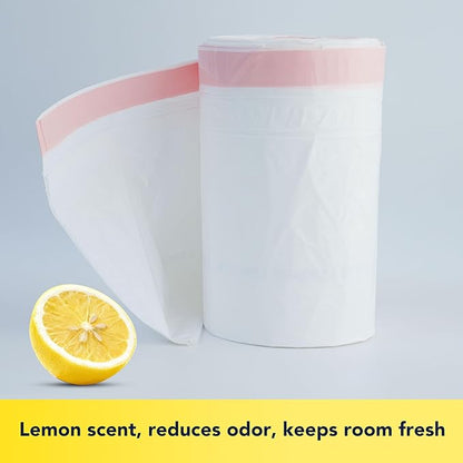 HygiCare 13 Gallon Tall Kitchen Trash Bags, Lemon Scented 200 Count Drawstring Garbage Bags, Pre-Separated, Odor Control, Ultra Strong, Leakproof, Sturdy, White