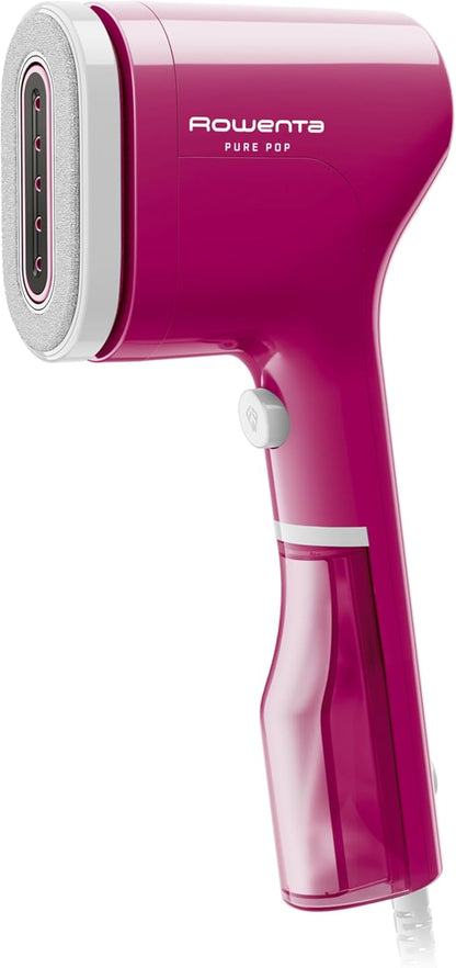 Rowenta, Steamer for Clothes, PurePop Handheld Steamer, 1.5Lbs, 15 Second Heatup, 2.3 Oz Capacity, 1150 Watts, Ironing, Pink Clothes Steamer, Vacation Essentials, Travel Must Have, DR2023