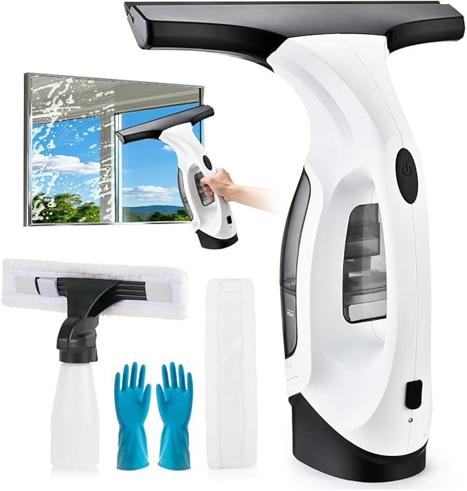 Window Vacuum Squeegee Cordless Electric Window Cleaner Tool 11 inches Window Cleaning Kit Shower Squeegee for Shower Doors, Mirrors, Car Windshields and Tiles
