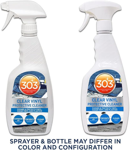 303 Products Marine Clear Protective Cleaner - Cleans and Protects Vinyl and Plastics, Provides Superior UV Protection, Prevents Yellowing and Cracking, 32oz (30215)