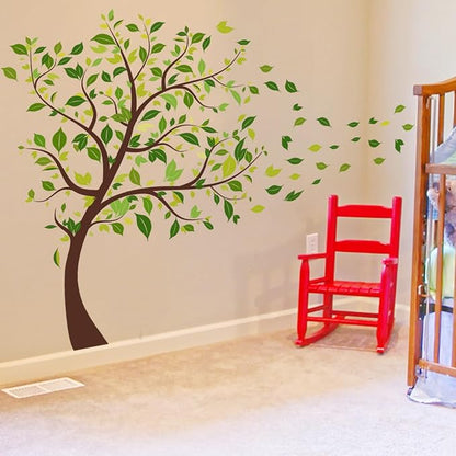 2 Pieces Tree Peel & Stick Wall Art - Large Leaf Stickers, Vinyl Wall Stickers & Murals - Removable Forest Decor for Bedroom, Living Room, Classroom, Nursery, Playroom