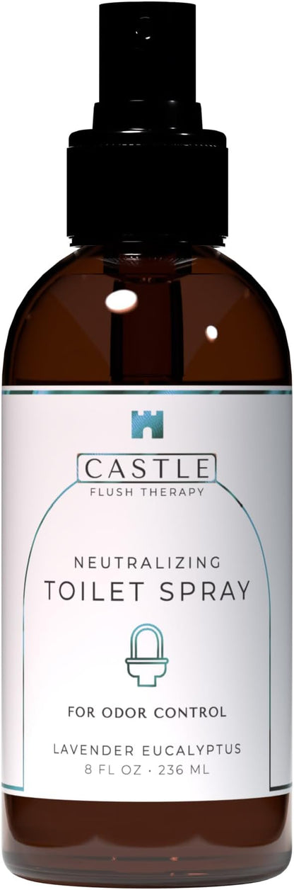 Castle Flush Therapy Neutralizing Toilet Spray | Odor Control: Mist Over the Water Surface, Go, Then Flush | Bathroom Freshening | Neutralizes Odors at the Source | Lavender and Eucalyptus | 8 oz