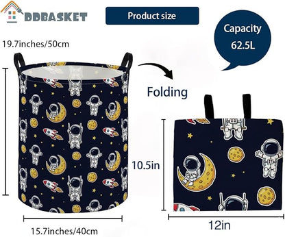 Kids Laundry Basket Space Hamper for Nursery Boys Hamper Cute Kids Storage Bin Room Decor for Home(Astronaut)