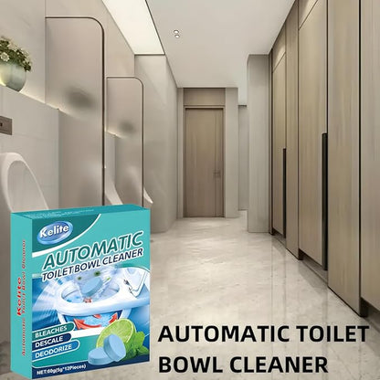 Automatic Toilet Bowl Cleaner Tablets White Toilet Tank Cleaners, Septic-Safe Hard Water Ring Stain Remover, Smell Eliminator Heavy Duty Toilet Cleaning & Deodorizer, Fresh Scent - 12 PACK