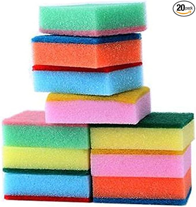 20 Cleaning Scrub Sponges Scouring Dish Pads Kitchen Sink Bathroom Heavy Duty 20 pcs Kitchen Cleaning Sponge Multi Purpose Dish Cleaning Sponge Scouring Pads Scrub Sponge Cleaning Scrub Sponge