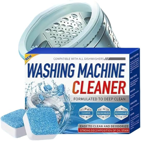 Washing Machine Cleaner Tablets 12 Pack – Deep Cleaning and Deodorizer for Front Load, Top Load, HE Washers – Removes Residue, Soap Scum, Odors from Drum, Seals, Hoses, Pipes