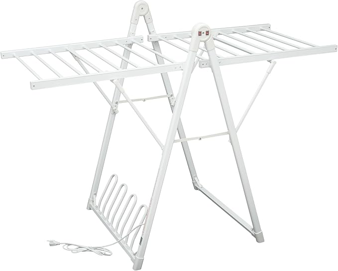 Electric Heating Clothes Drying Rack,Foldable Clothes Drying Rack,Suitable for Drying Clothes, Shoes and Socks.Plug & Play,Space Gray,Aluminum Alloy (White, 1 Tiers)