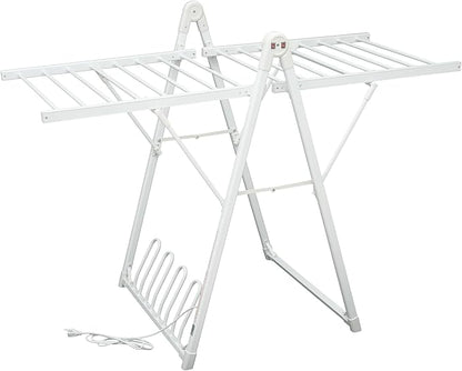 Electric Heating Clothes Drying Rack,Foldable Clothes Drying Rack,Suitable for Drying Clothes, Shoes and Socks.Plug & Play,Space Gray,Aluminum Alloy (White, 1 Tiers)
