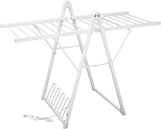 Electric Heating Clothes Drying Rack,Foldable Clothes Drying Rack,Suitable for Drying Clothes, Shoes and Socks.Plug & Play,Space Gray,Aluminum Alloy (White, 1 Tiers)