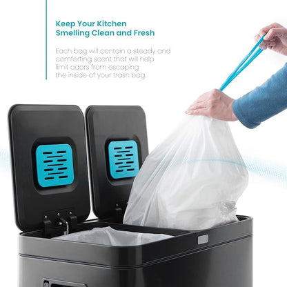 Home Zone Living 2-Pack 8 Gallon Kitchen Trash Bags with Drawstring Handles, Heavy Duty Custom Fit Design for 30 Liter Dual Recycling Liners, Code 30R, 60 Count