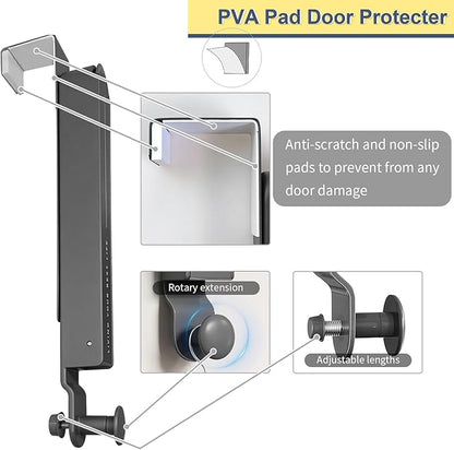 Over The Door Drying Rack, Foldable Portable Over The Door Hooks Hanger with Retractable Hanging Rod, Over The Door Clothes Drying Rack Equipped with Non-Slip Pads for Door Protecter (2, Space Grey)