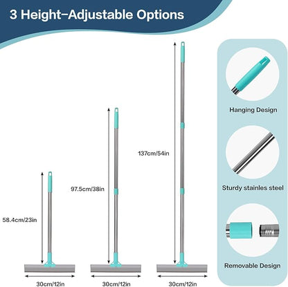 3 in 1 Carpet Rake for Pet Hair Removal, Reusable Pet Hair Remover Broom with 54" Adjustable Long Handle, Dog Cat Carpet Scraper Brush Tool Kit for Cleaning, Dog Fur Broom for Rugs, Mats, Couch