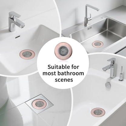 Shower Drain Hair Catcher, Fast Drainage Bathtub Drain Hair Catcher, Easy Clean Hair Catcher Shower Drain, Upgraded 304 Stainless Steel Shower Drain Cover For Shower Regular & Pop-up Drain (Rose Gold)
