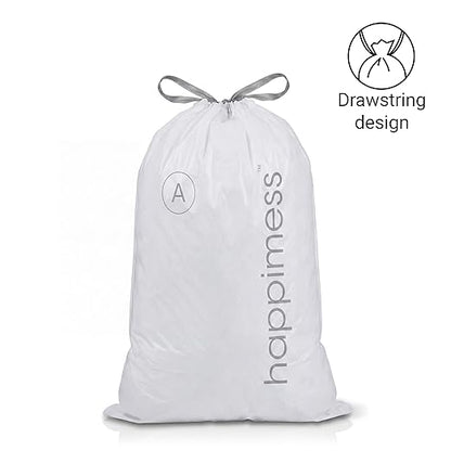 happimess 8 Gallon (30L) Drawstring Trash Bags, Unscented, Clear, Heavy Duty LDPE Liners for Kitchen and Household, Custom Fit 100 Count (5 Packs of 20 Liners) HPM3000A-C-5SET