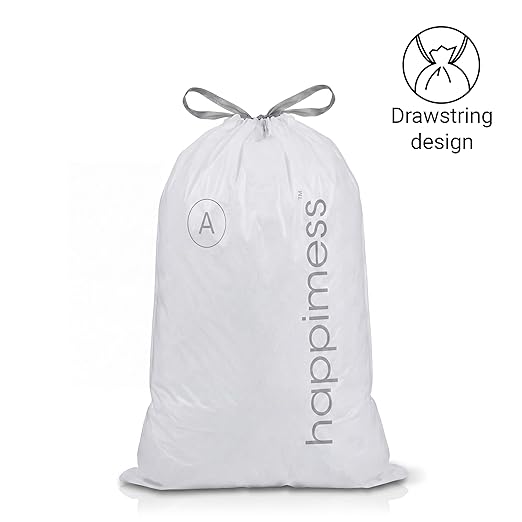 happimess 8 Gallon (30L) Drawstring Trash Bags, Unscented, Clear, Heavy Duty LDPE Liners for Kitchen and Household, Custom Fit, 40 Count (2 Packs of 20 Liners) HPM3000A-C-2SET