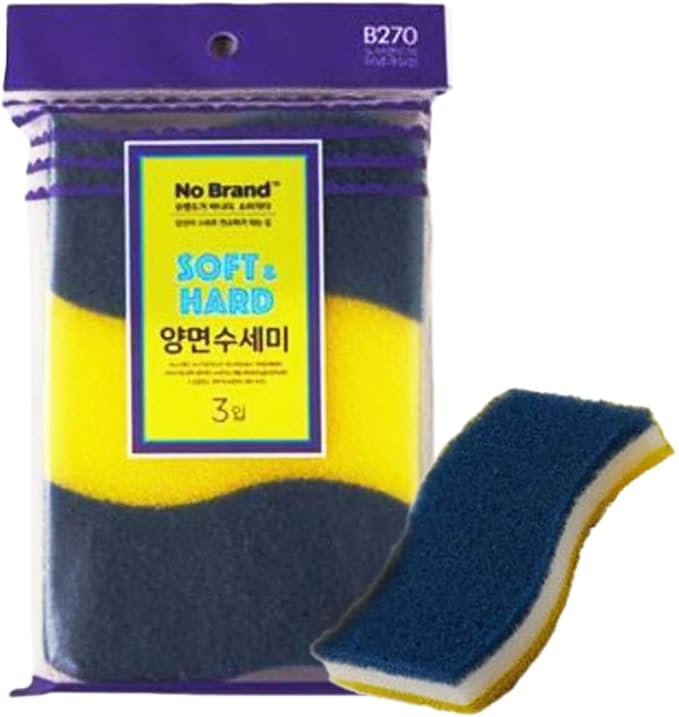 DEAD SKIN Soft & Hard Dual-Sided Sponge Dish Scrubber, Multi-Purpose, Odor-Resistant for Kitchen and Bathroom Cleaning, Household Scrub Sponges_3pcs