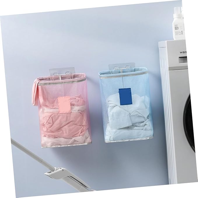 Holibanna Wall Mounted Foldable Laundry Basket Blue Cloth Storage Container for Dirty Clothes Eco-friendly Bathroom Organizer Space-saving Design for Home Use