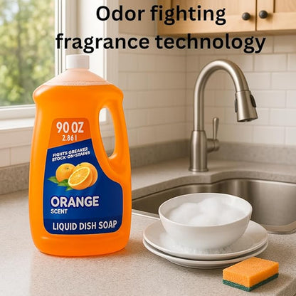 Ultra Triple Action Dishwashing Liquid, Orange Scent, 90 Fl Oz – Powerful Grease-Fighting Formula, Long-Lasting Clean, Fresh Citrus Aroma
