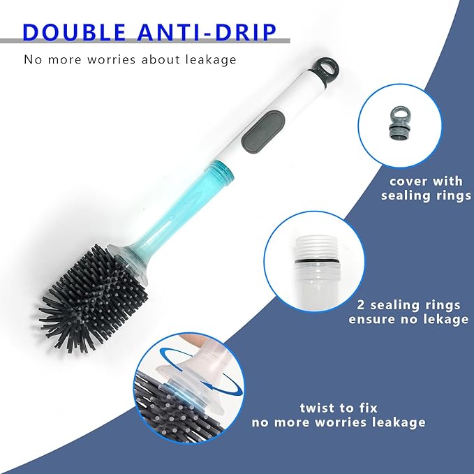 GREATLINK Silicone Toilet Brush with Holder, Non-Scratch Bendable Toilet Brush Scrubber for Curved Rim, Drip-Proof & Space Saving, Includes Adhesive Mount