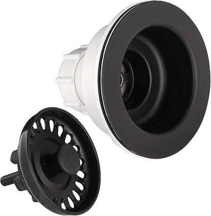 Serene Valley 3-1/2 inch Kitchen Sink Strainer Assembly with Stopper for Matching Color of Granite or Fireclay Sinks (Black)
