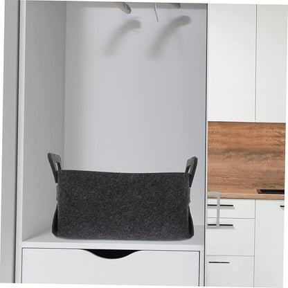 Luxshiny Felt Laundry Basket Handles Deep Gray Folding Storage Bin for Dirty Clothes Toys and Household Items Multifunctional Organizer for Bedroom and Nursery